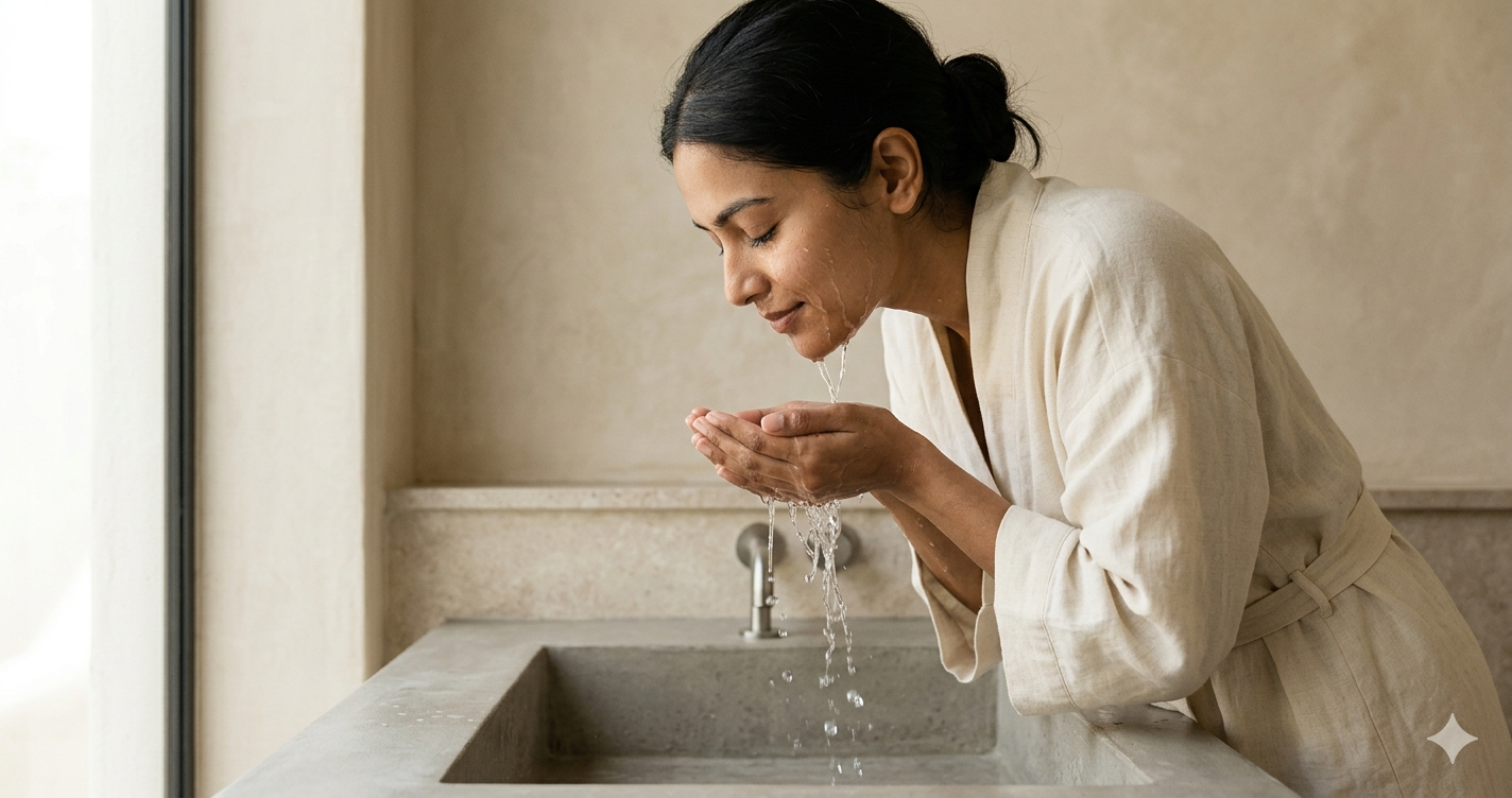 face washing showing effect of cleanser pH on skin comfort