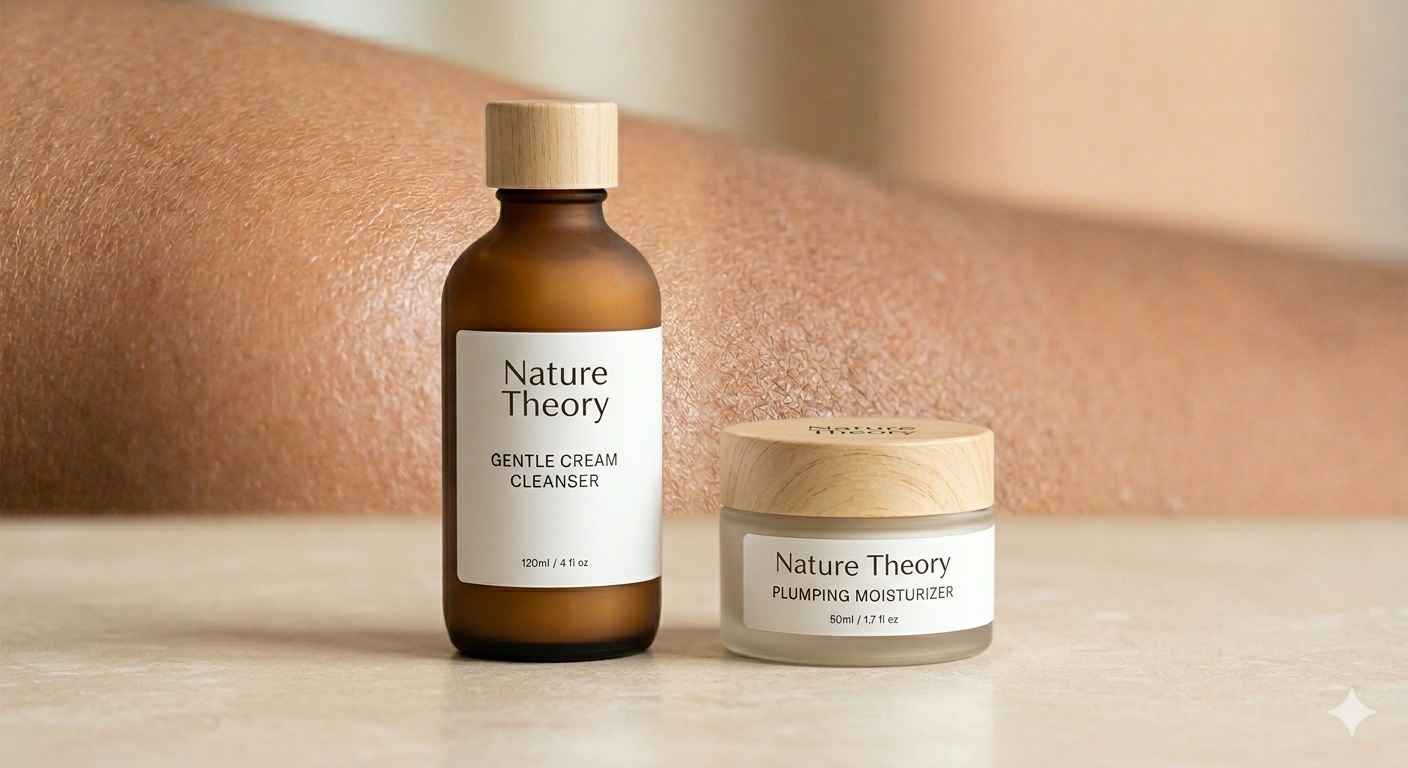 Minimal skincare routine with cleanser and moisturizer