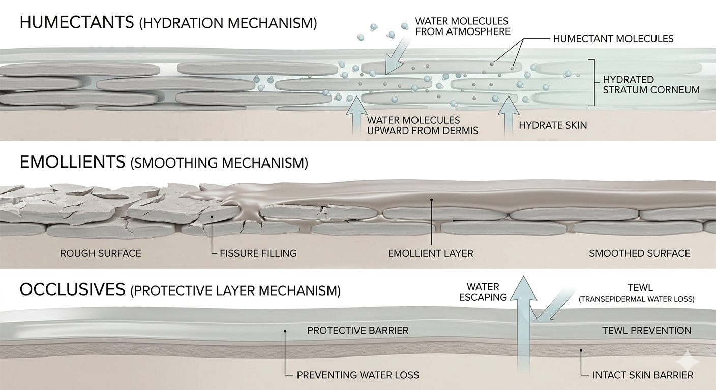 Skincare formulation diagram showing how ingredients work together