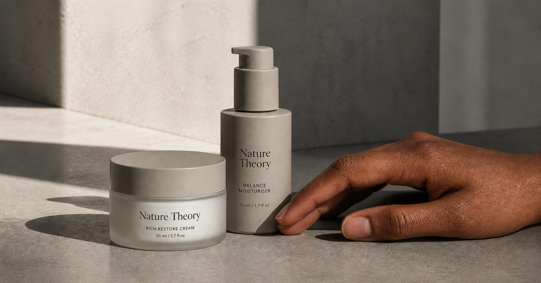 Night cream jar on concrete surface representing overnight skin repair science and barrier recovery formulation