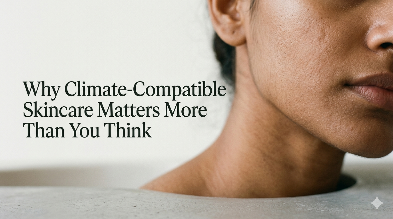 Indian skin close-up illustrating climate-compatible skincare formulation for Indian climate conditions