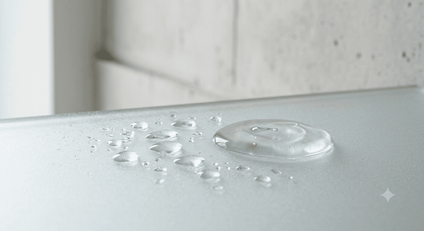 hydrating ingredients in face wash shown as gel texture on frosted glass