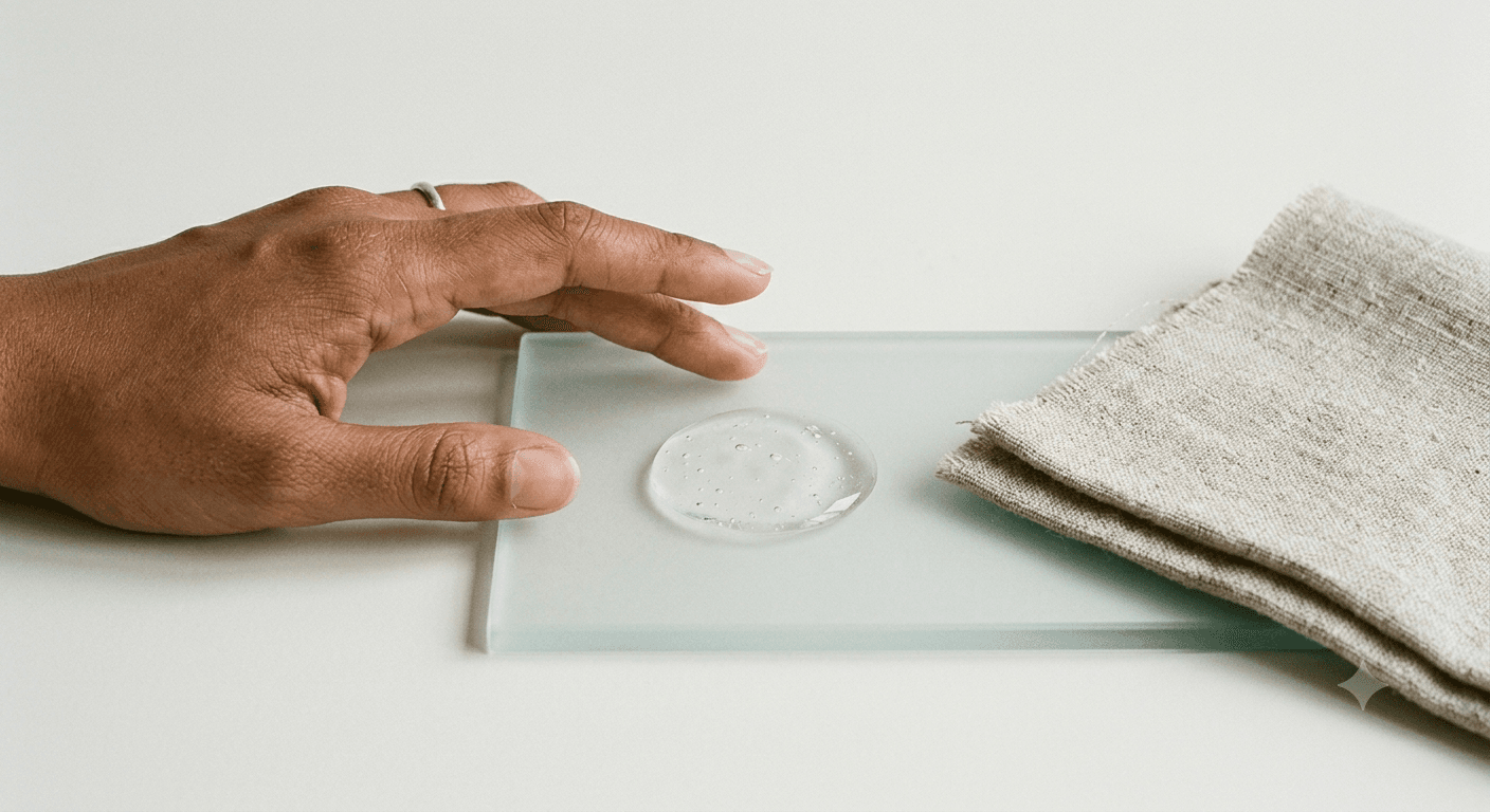 Propanediol humectant gel texture on matte ceramic surface